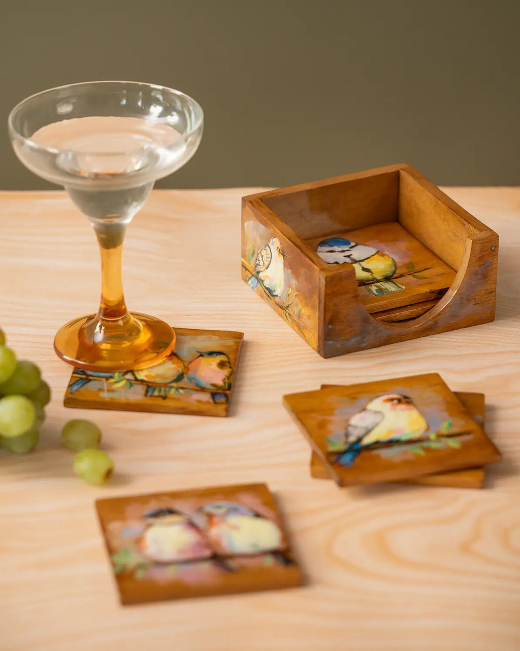Feather Art wooden coasters