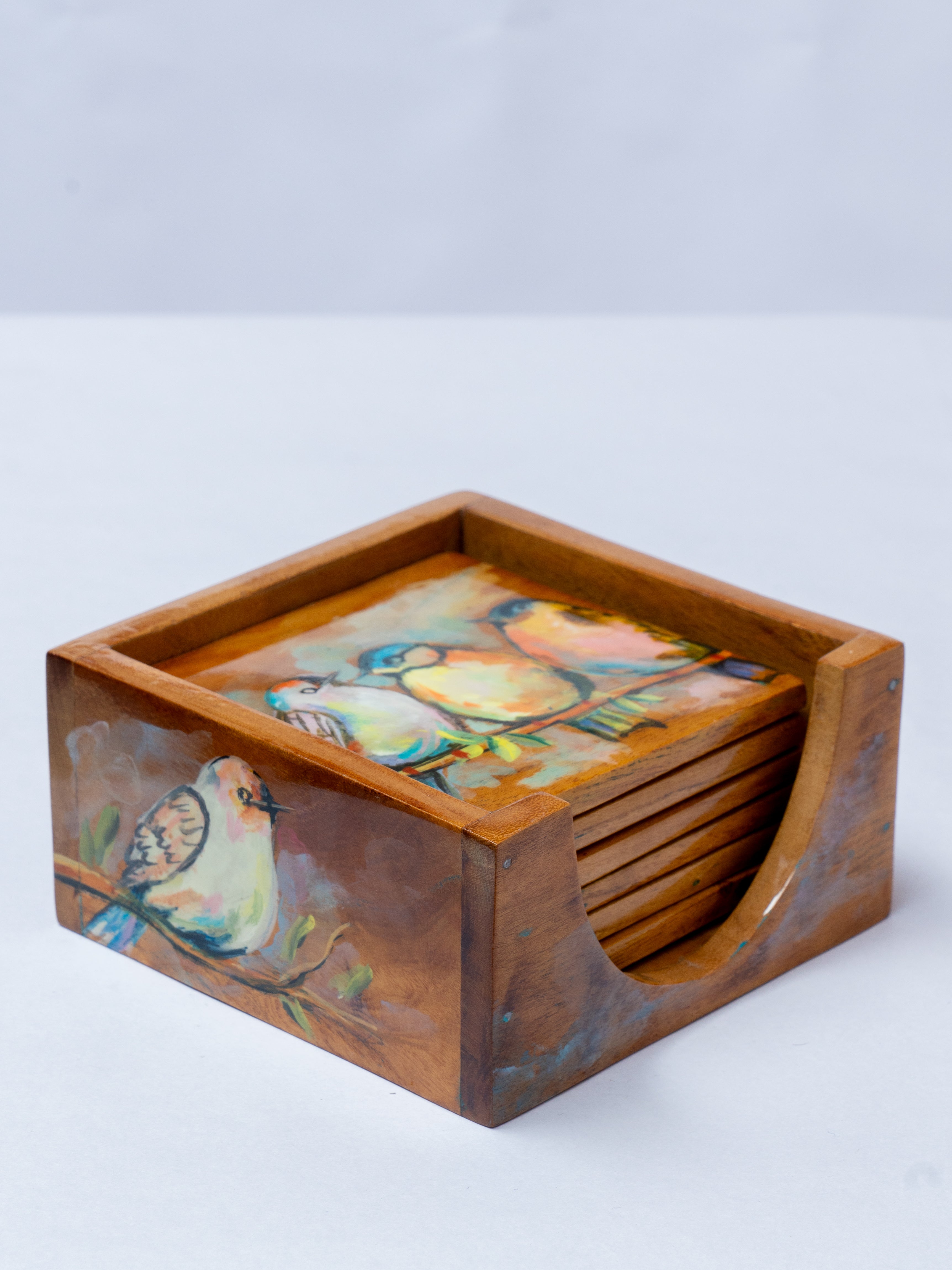 Feather Art wooden coasters